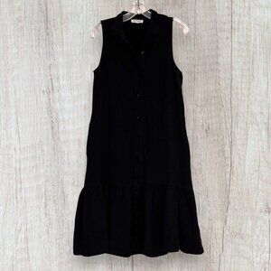 BEACH LUNCH LOUNGE Black Boho Sleeveless Button Front Ruffle Maxi Dress XS